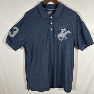 Beverly Hills Polo Club Polo Shirt Mens Large Gray Modern Fit Short Sleeve POE